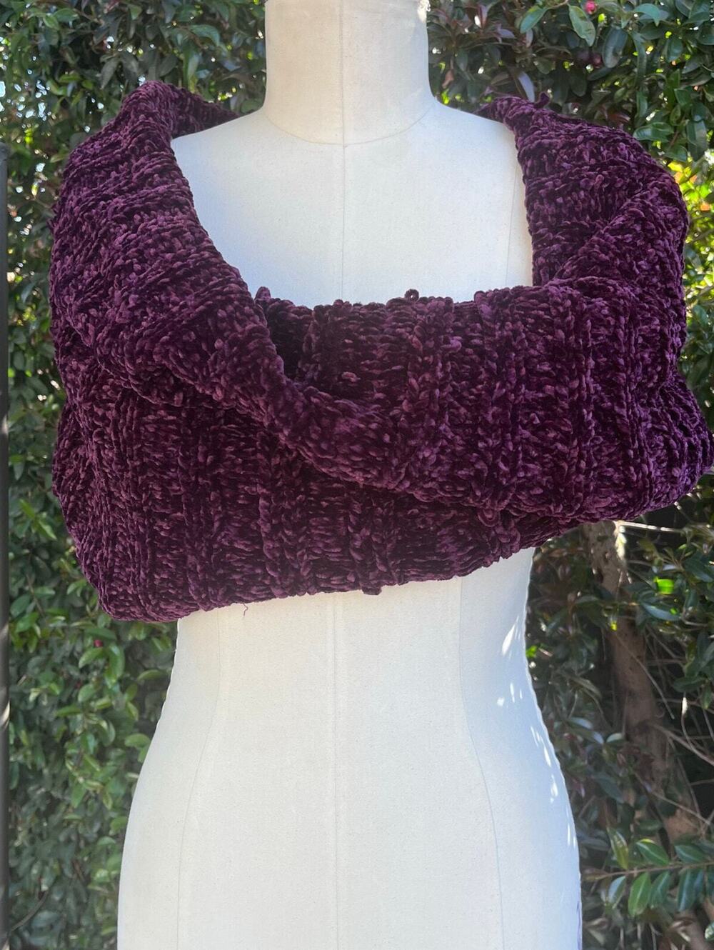 Free People Wine Purple Love Bug Chenille Rib Cowl Infinity Scarf New NWT Boho